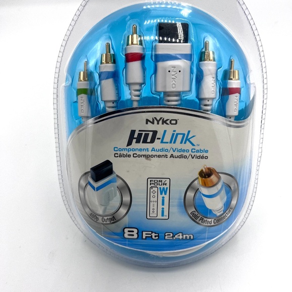 Nyko HD Link For Wii Component Audio Video Cable 8 ft Gold Plated NEW Sealed Vtg - Picture 2 of 6